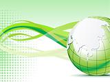 abstract green globe with wave  background