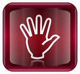hand icon red, isolated on white background