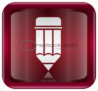 Pencil icon red, isolated on white background