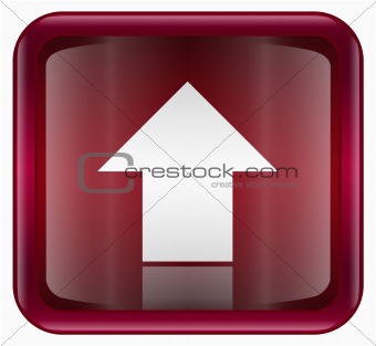 Arrow up icon red, isolated on white background