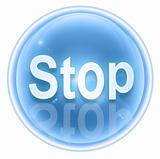 Stop icon ice, isolated on white background