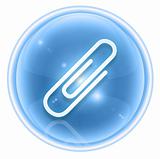 Paper clip icon ice, isolated on white background