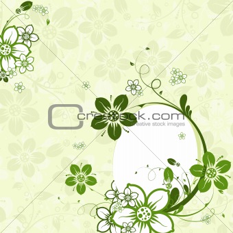 Easter egg with floral background, vector