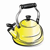 drawing of the yellow teapot kettle, vector illustration