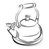 drawing of the teapot kettle, vector illustration