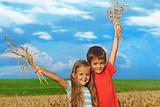 Kids in wheat field