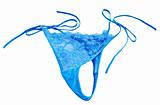 blue lace panties for women isolated on white background