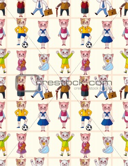 cartoon cat family seamless pattern

