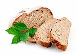 Cut loaf of rye bread