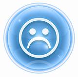 Smiley icon dissatisfied ice, isolated on white background.