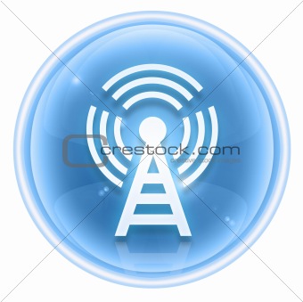 WI-FI tower icon ice, isolated on white background