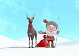 Santa Claus and Deer