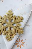 Christmas tableware - napkins and gold snowflake