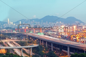 Hong Kong Bridge of transportation ,container pier.
