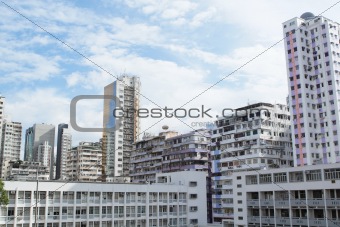 downtown city and old building 