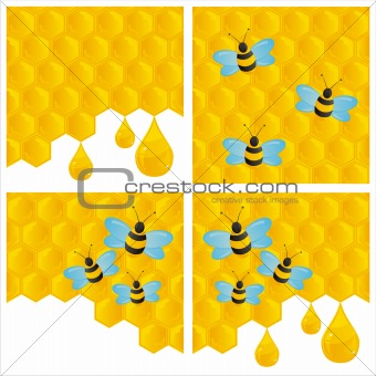 honeycombs backgrounds with bees