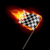 Burning checkered racing flag