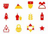 Russia icons & communist stereotypes isolated on white ( red & y