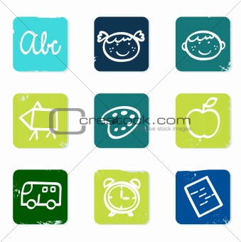 Back to school doodle icons set & elements isolated on white

