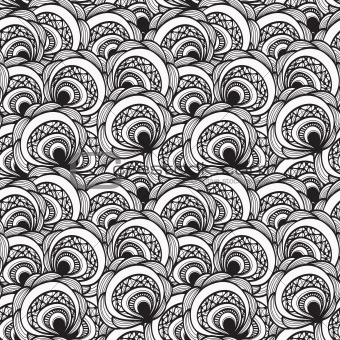 vector seamless abstract floral monochrome pattern