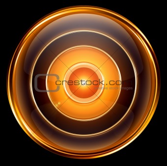 Record icon gold, isolated on black background