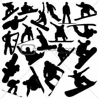 Snowboarder silhouettes