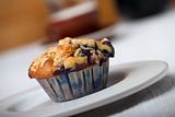 closeup of a blueberry muffin