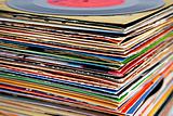 old vinyl records pile