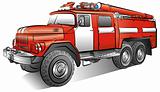 Drawing of the russian color fire-engine, vector illustration
