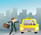 businessman stops free taxi