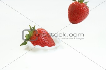 Strawberries Falling in Milk