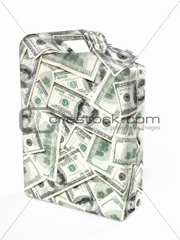 Gas Can with Dollar Bill Pattern