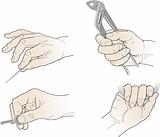 Drawing hands with tools
