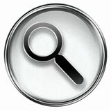 search and magnifier icon grey, isolated on white background.