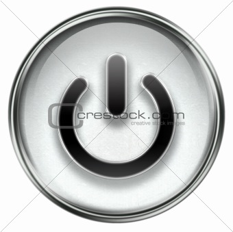 power button grey, isolated on white background.