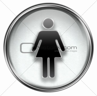 woman icon grey, isolated on white background.