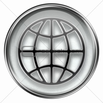World icon grey, isolated on white background.