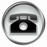 phone icon grey, isolated on white background.