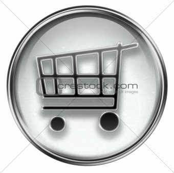 shopping cart icon grey, isolated on white background.