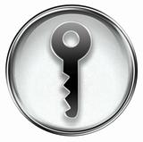 key icon grey, isolated on white background.