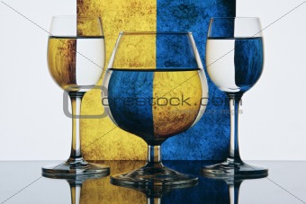 Glasses on colorful background