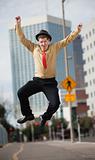 Businessman Jumps In The Air