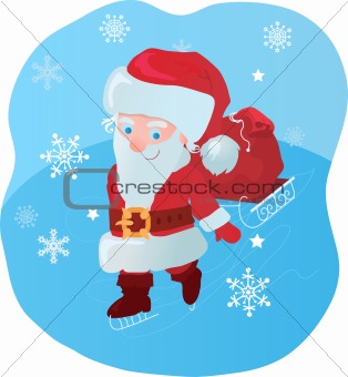Santa with gifts and skates