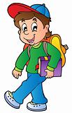 Cartoon boy walking to school
