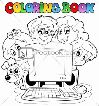 Coloring book computer and kids