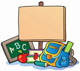 School theme with wooden board