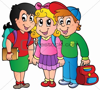Three happy school kids