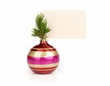 Christmas ball with blank greeting card