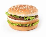 Tasty big hamburger isolated on white background