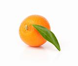 Fresh tangerine with green leaves